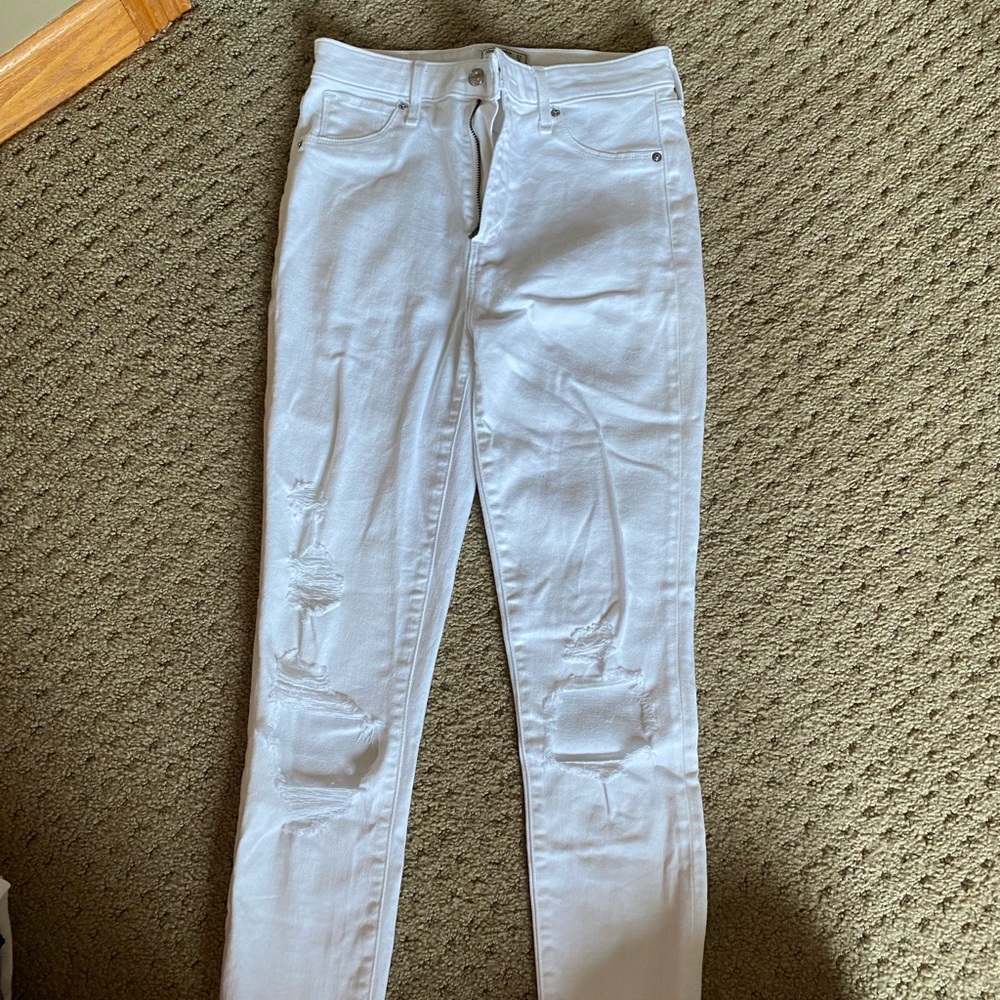 Abercrombie ripped white jeans